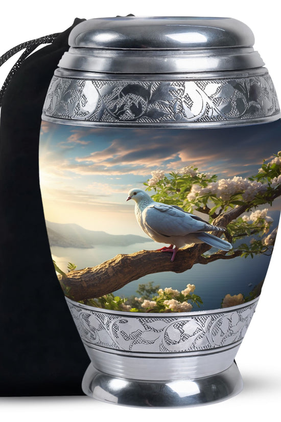 Dove Theme Funeral Urn - Aluminum Urn For Loved Ones