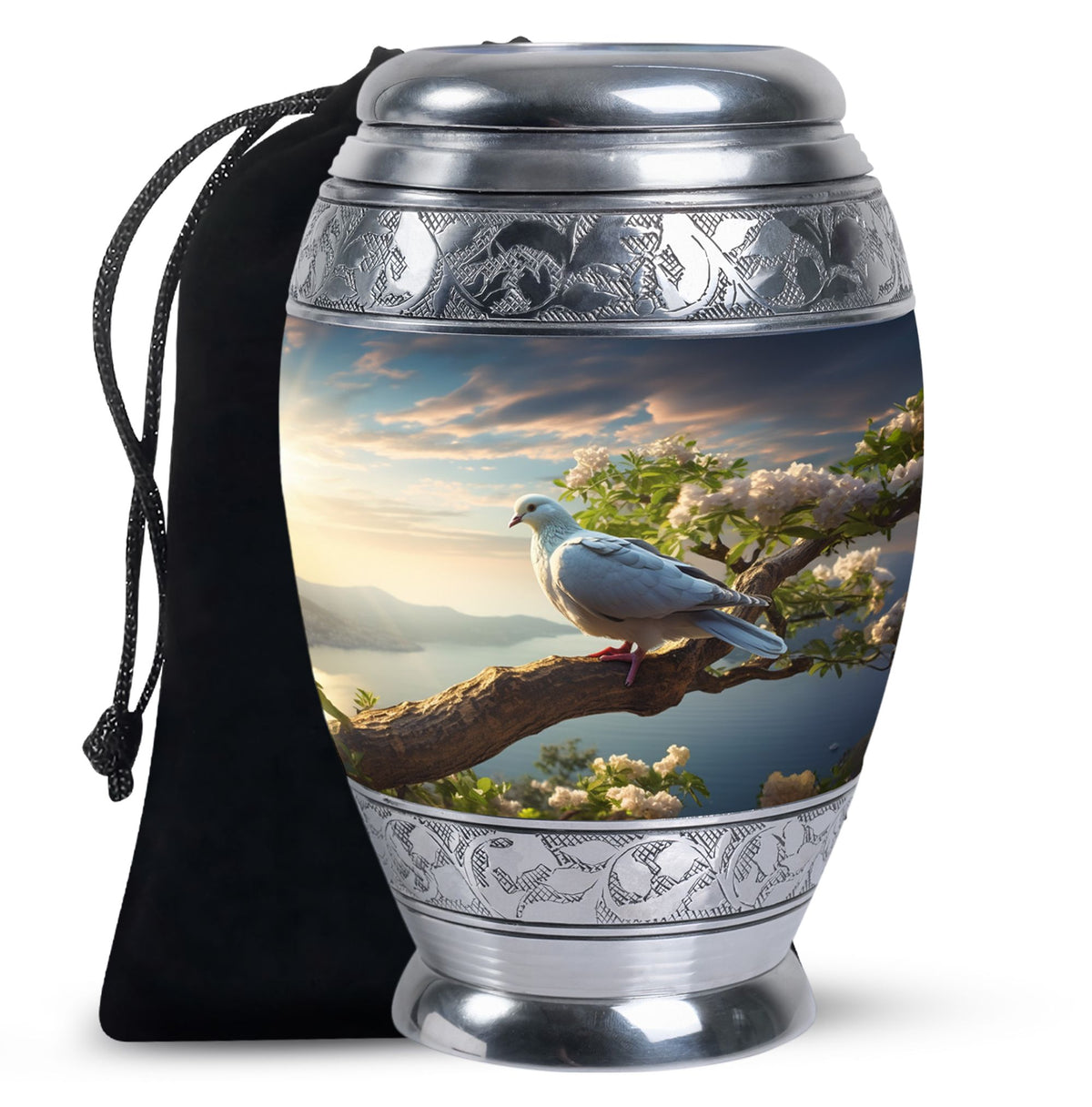 Dove Theme Funeral Urn - Aluminum Urn For Loved Ones