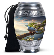 Dove Theme Funeral Urn - Aluminum Urn For Loved Ones