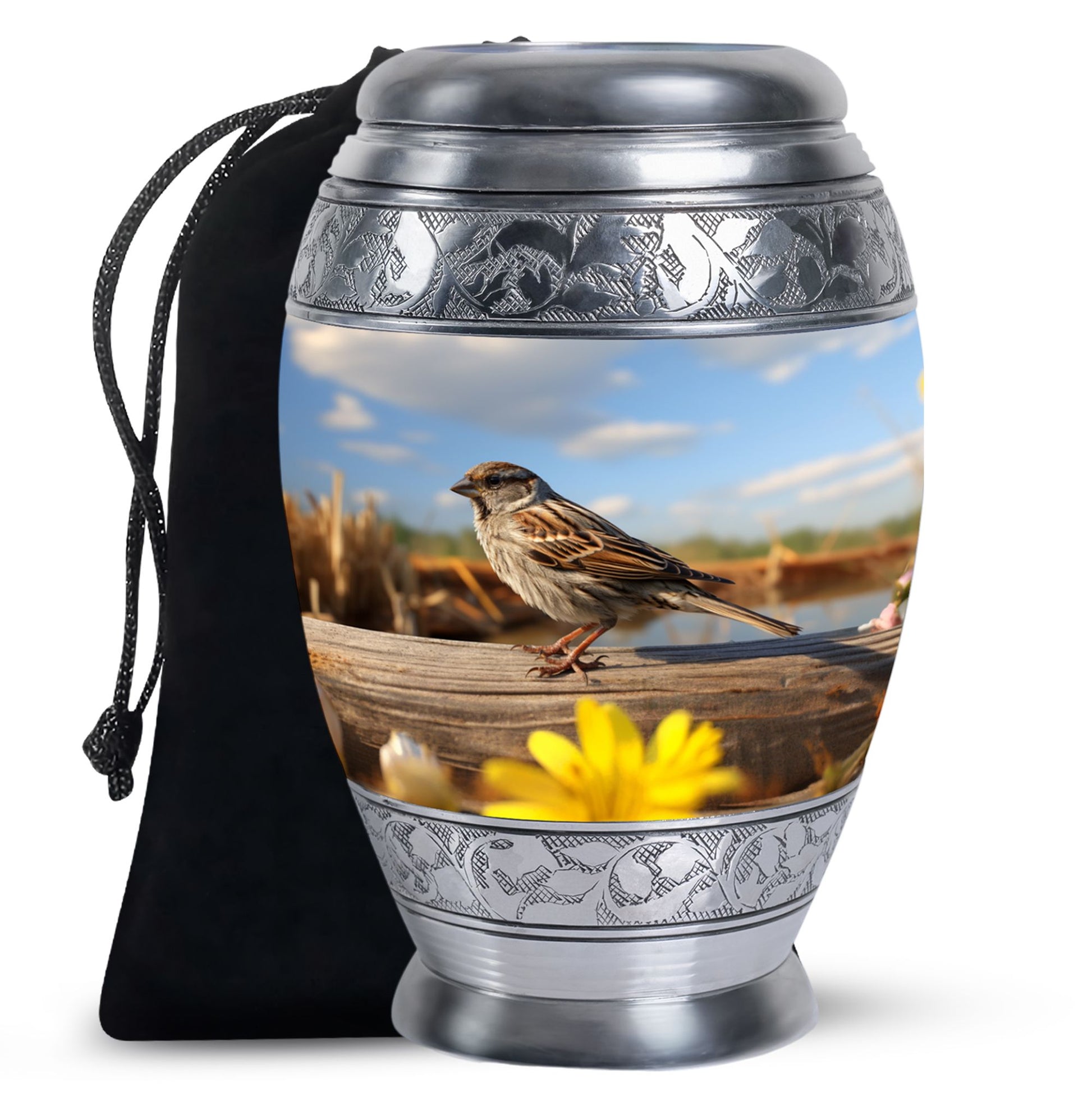 Sparrow Cremation Urn For Ashes - Nature Memorial Urn For Adult Ashes