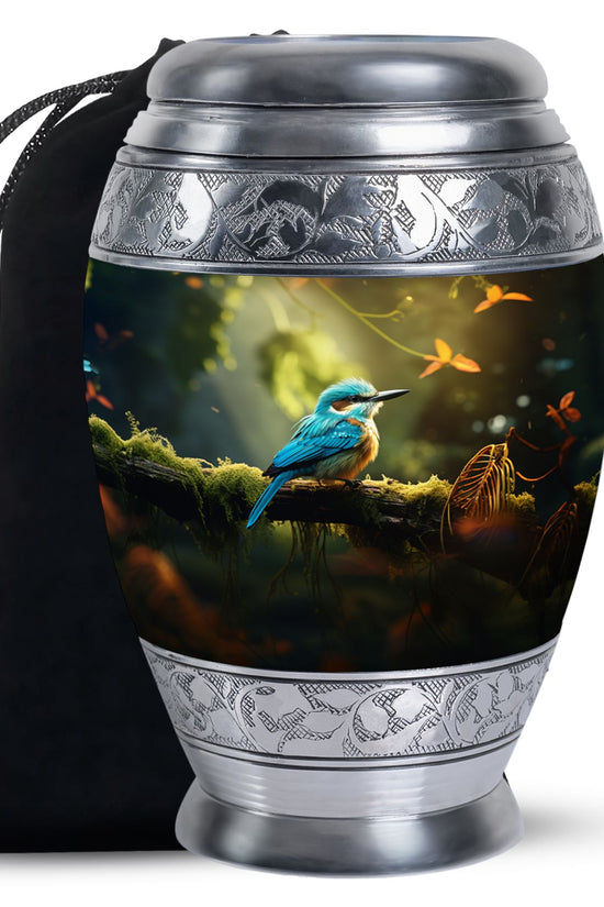 Peaceful Blue Bird Funeral Urn - Sparrow Memorial Urn For Loved Ones
