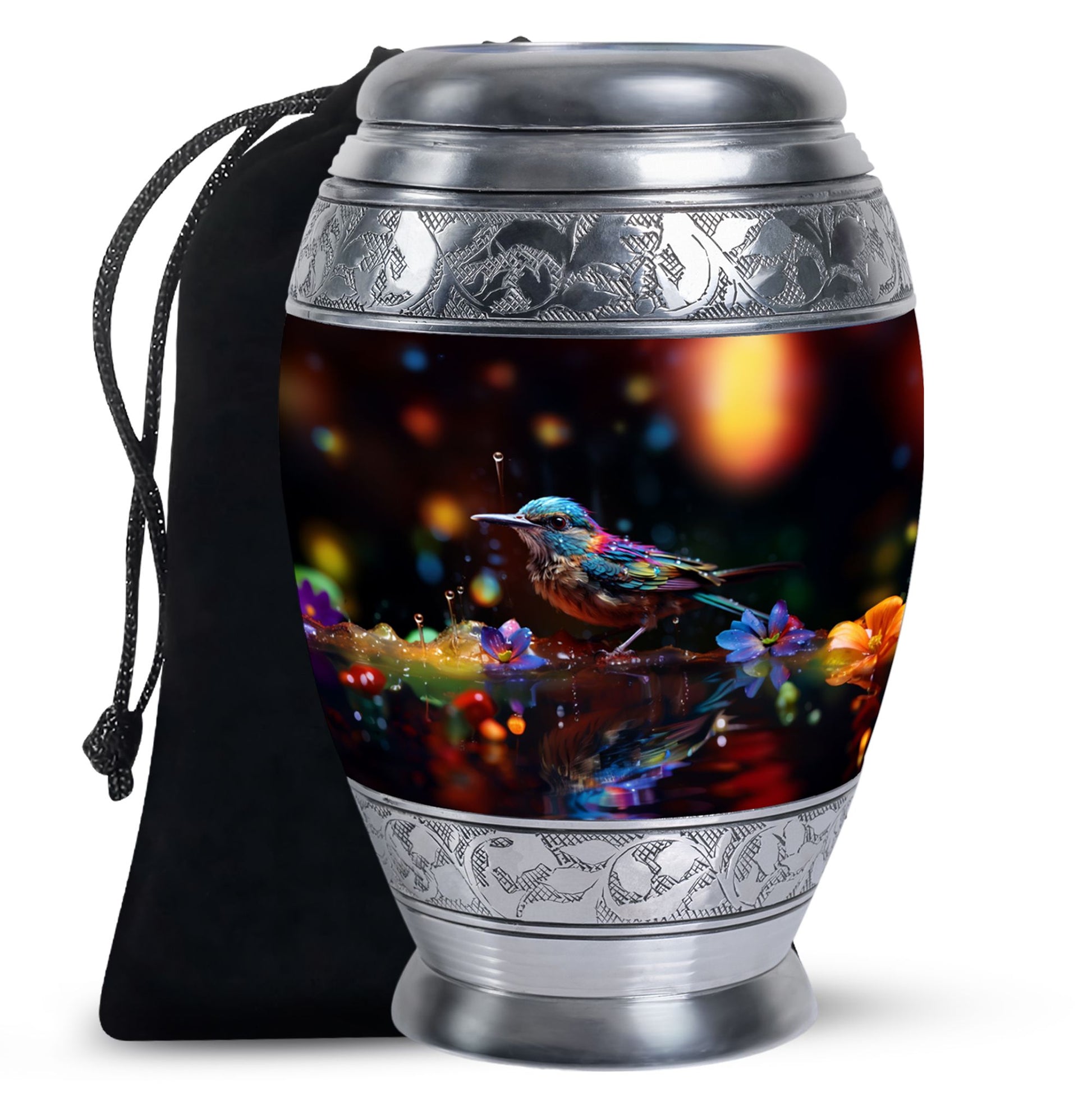 Colorful Sparrow Cremation Urn - Artistic Memorial Urn For Adult Ashes