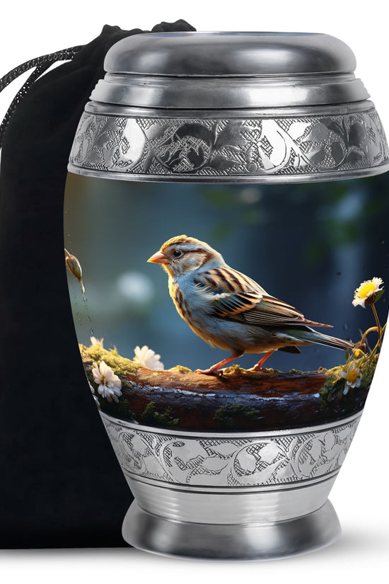 Rustic Sparrow Bird Funeral Urn For Ashes – Memorial Cremation Urn