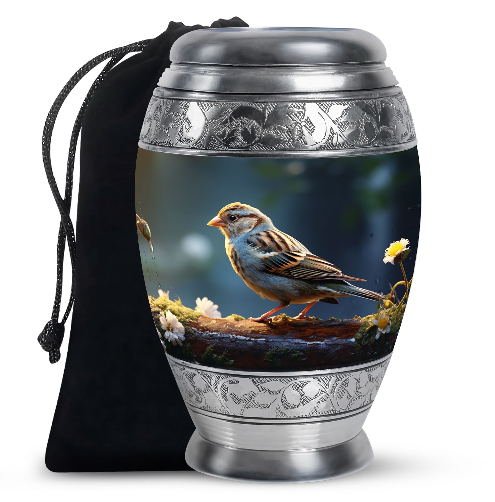 Rustic Sparrow Bird Funeral Urn For Ashes – Memorial Cremation Urn