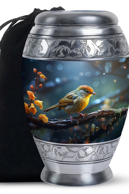 Elegant Sparrow Bird Memorial Urn - Aluminium Ashes Urn For Adults Ashes