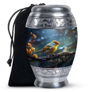 Elegant Sparrow Bird Memorial Urn - Aluminium Ashes Urn For Adults Ashes