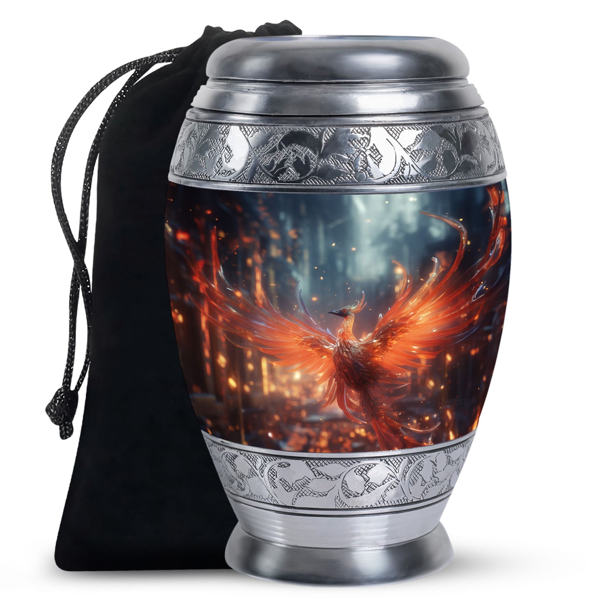 Phoenix Theme Cremation Urn - Large Urns For Human Ashes