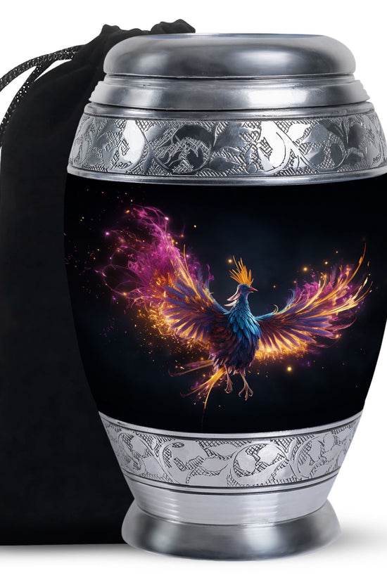 Colourful Phoenix Cremation Urn - Large Aluminum Urn For Ashes