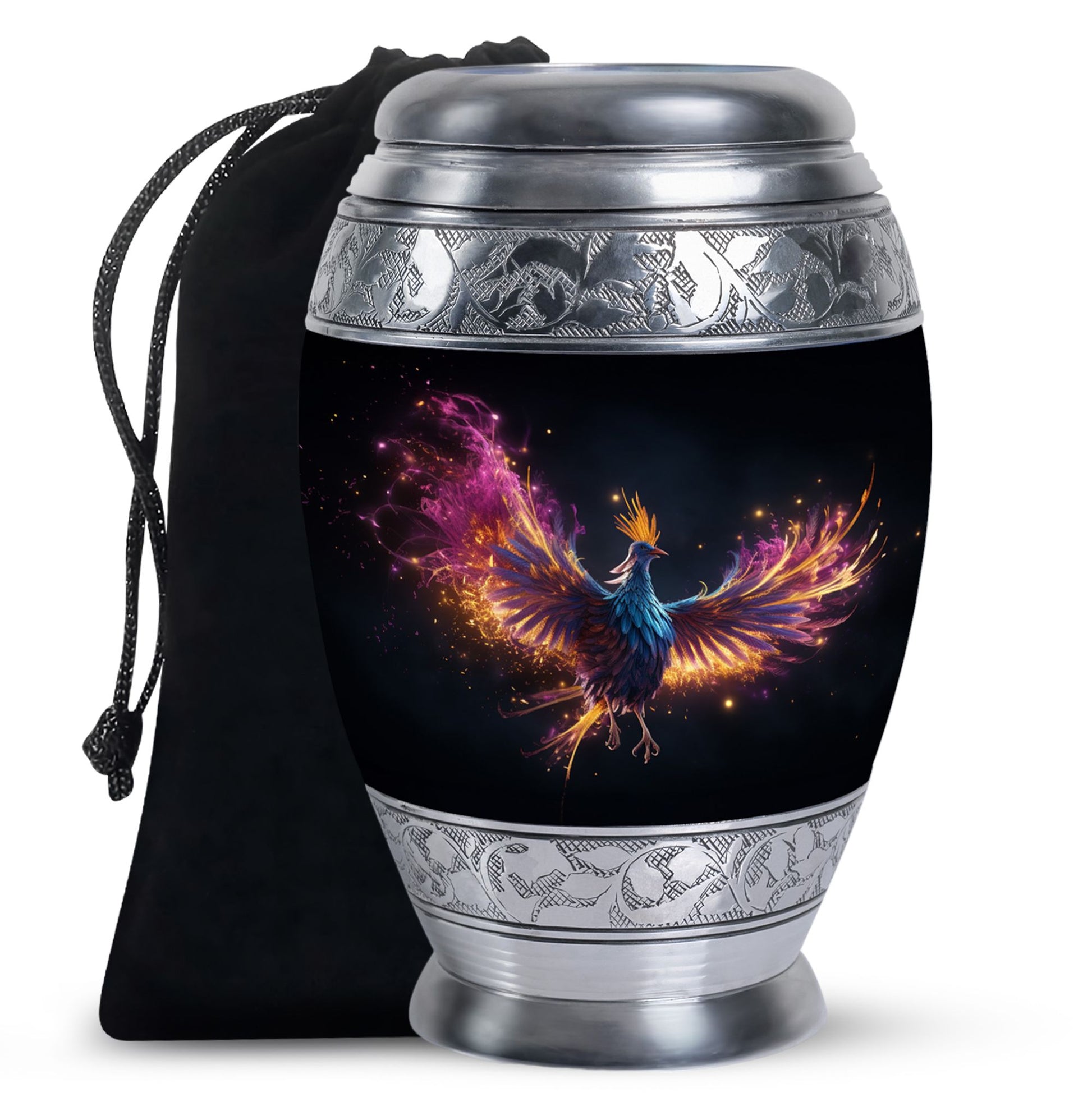 Colourful Phoenix Cremation Urn - Large Aluminum Urn For Ashes