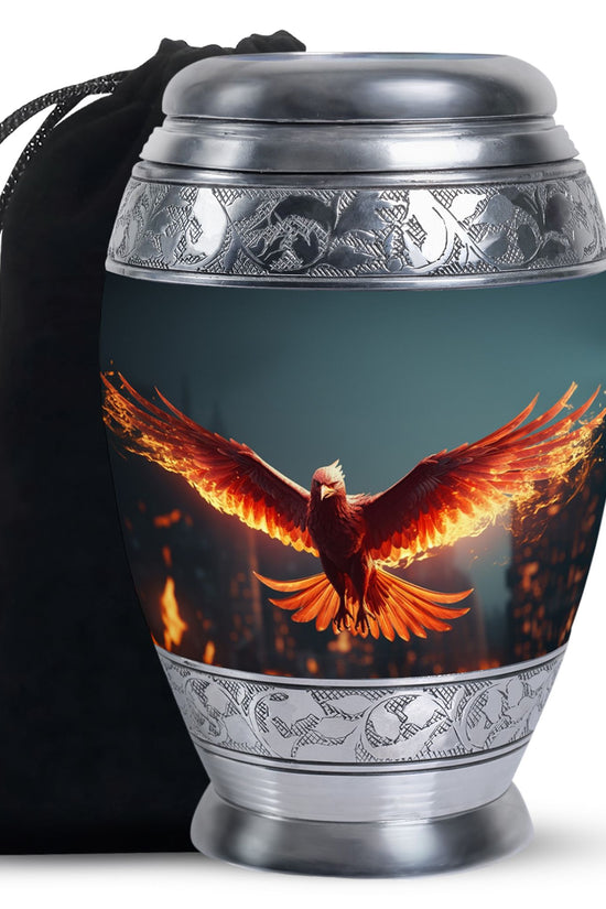 Burning Phoenix Memorial Urn - Unique Fantasy Urn For Male