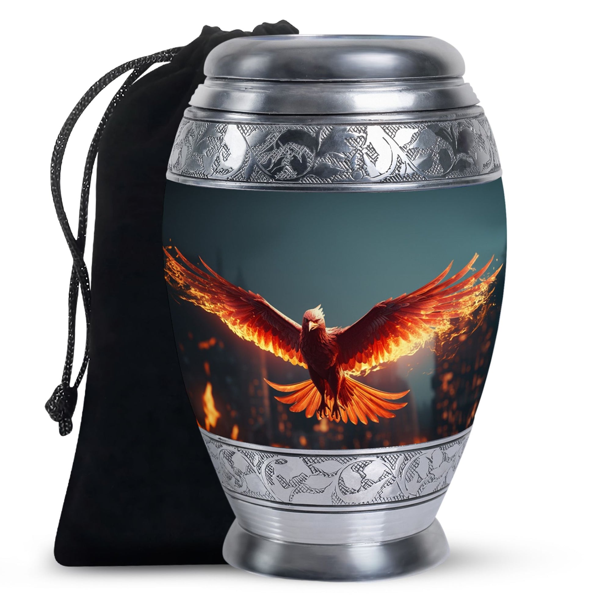 Burning Phoenix Memorial Urn - Unique Fantasy Urn For Male
