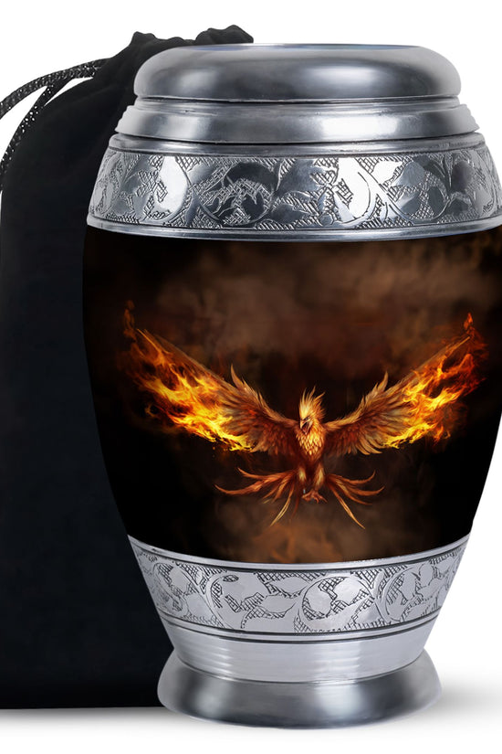 Phoenix Cremation Urn - Black Aluminium Urn For Adult Ashes