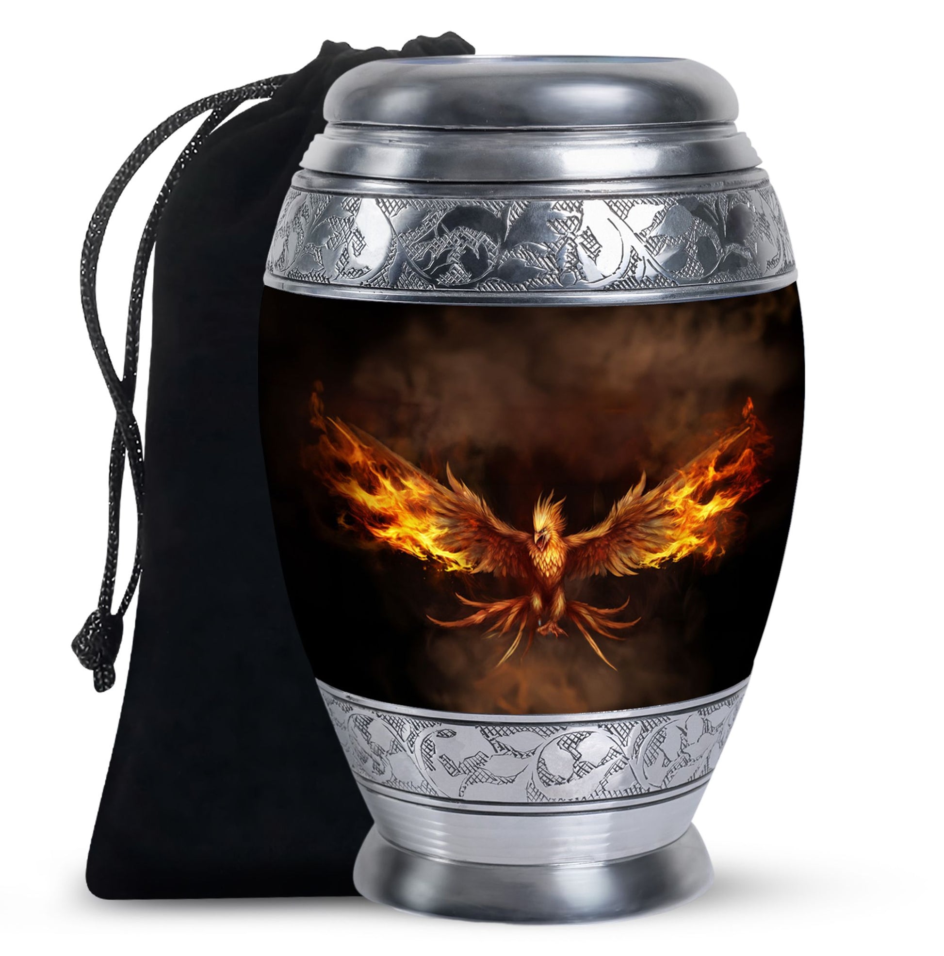 Phoenix Cremation Urn - Black Aluminium Urn For Adult Ashes