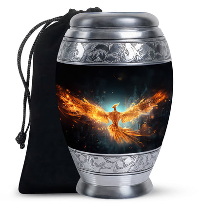 Golden Flame Funeral Urn - Decorative Ashes Urn For Men & Women