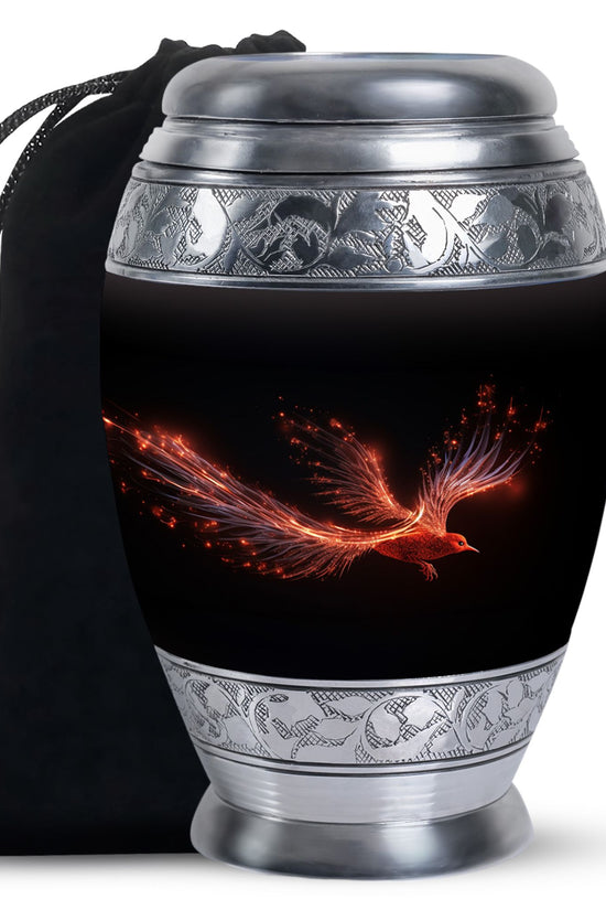Red Phoenix Ashes Urn - Large Adult Memorial Urn For Loved One