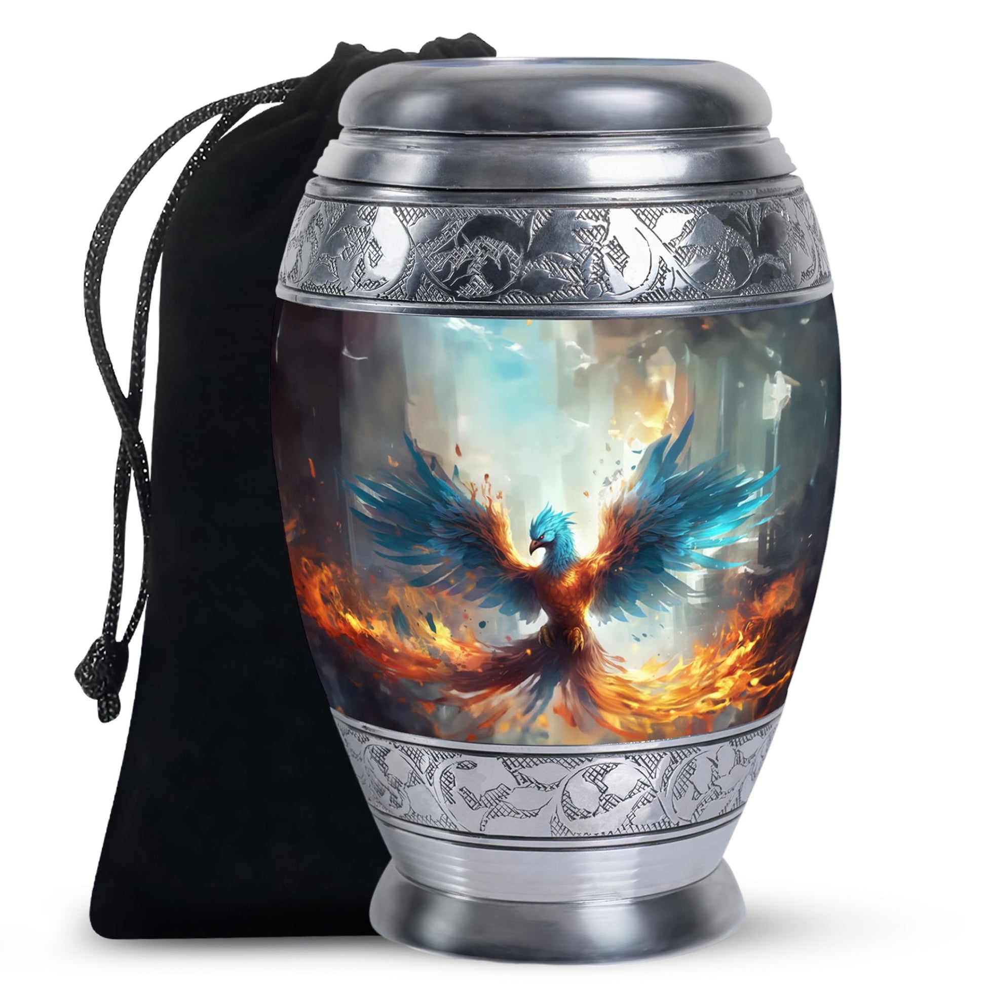 Blue Flame Phoenix Urn - Spiritual Tribute Urn for Men & Women