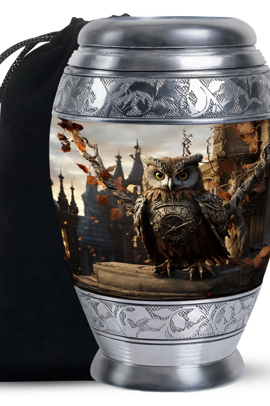 Owl Theme Memorial Urn - Vintage Cremation Ashes Urn For Human Ashes