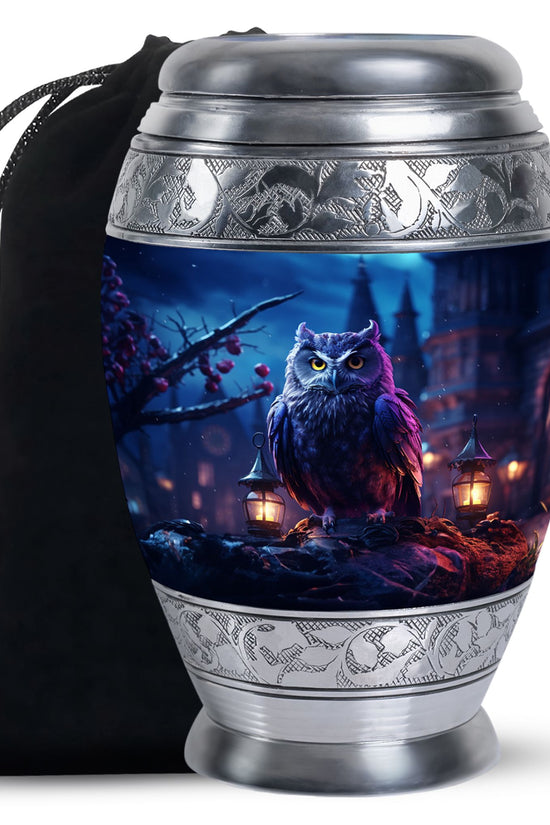 Night Owl Funeral Urn - Artistic Cremation Urn For Adult Ashes