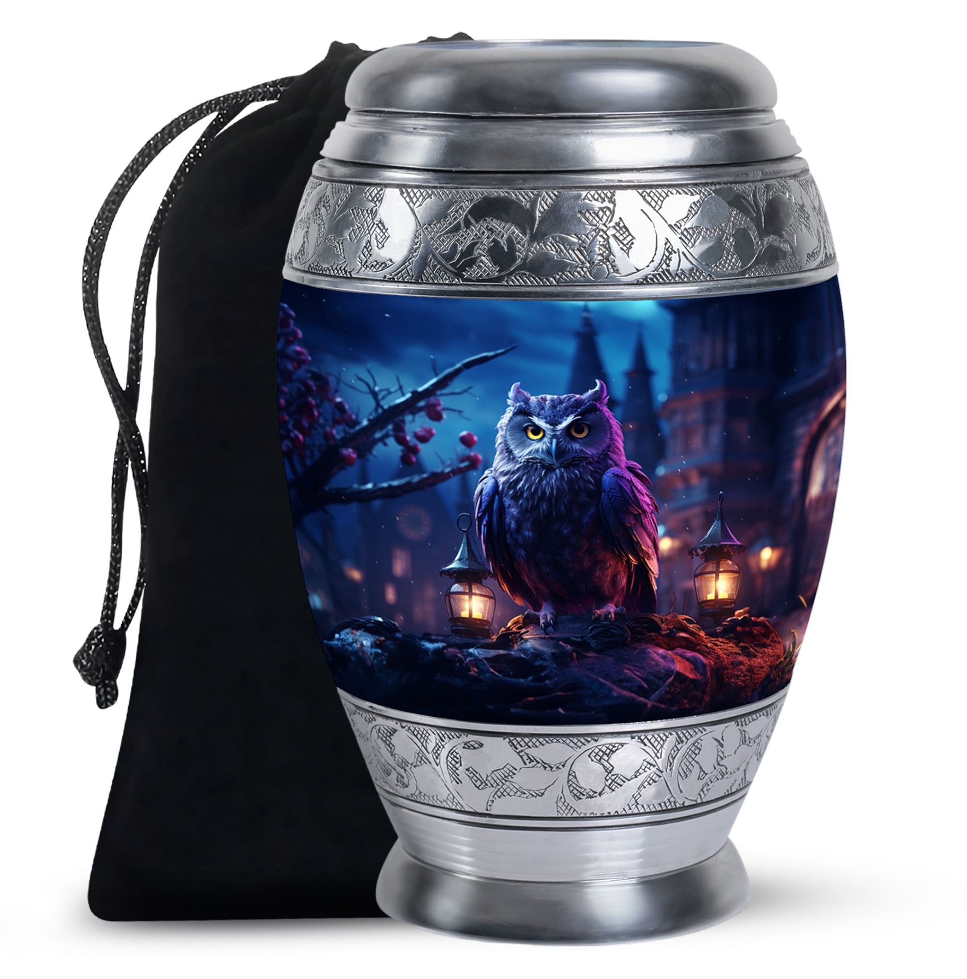 Night Owl Funeral Urn - Artistic Cremation Urn For Adult Ashes