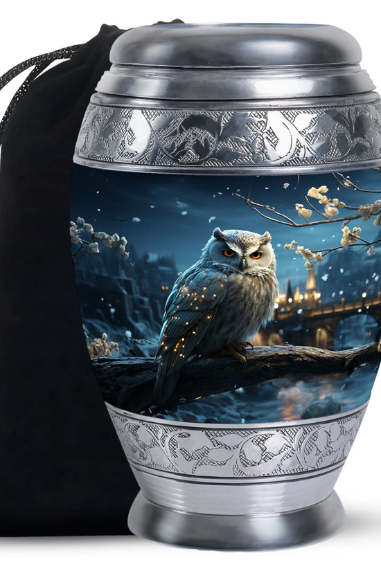 Snow Owl Cremation Urn - Elegant Funeral Urn For Human Ashes
