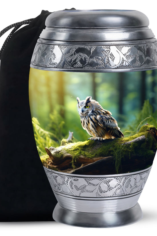 Owl Memorial Urn - Forest Cremation Urn For Human Ashes