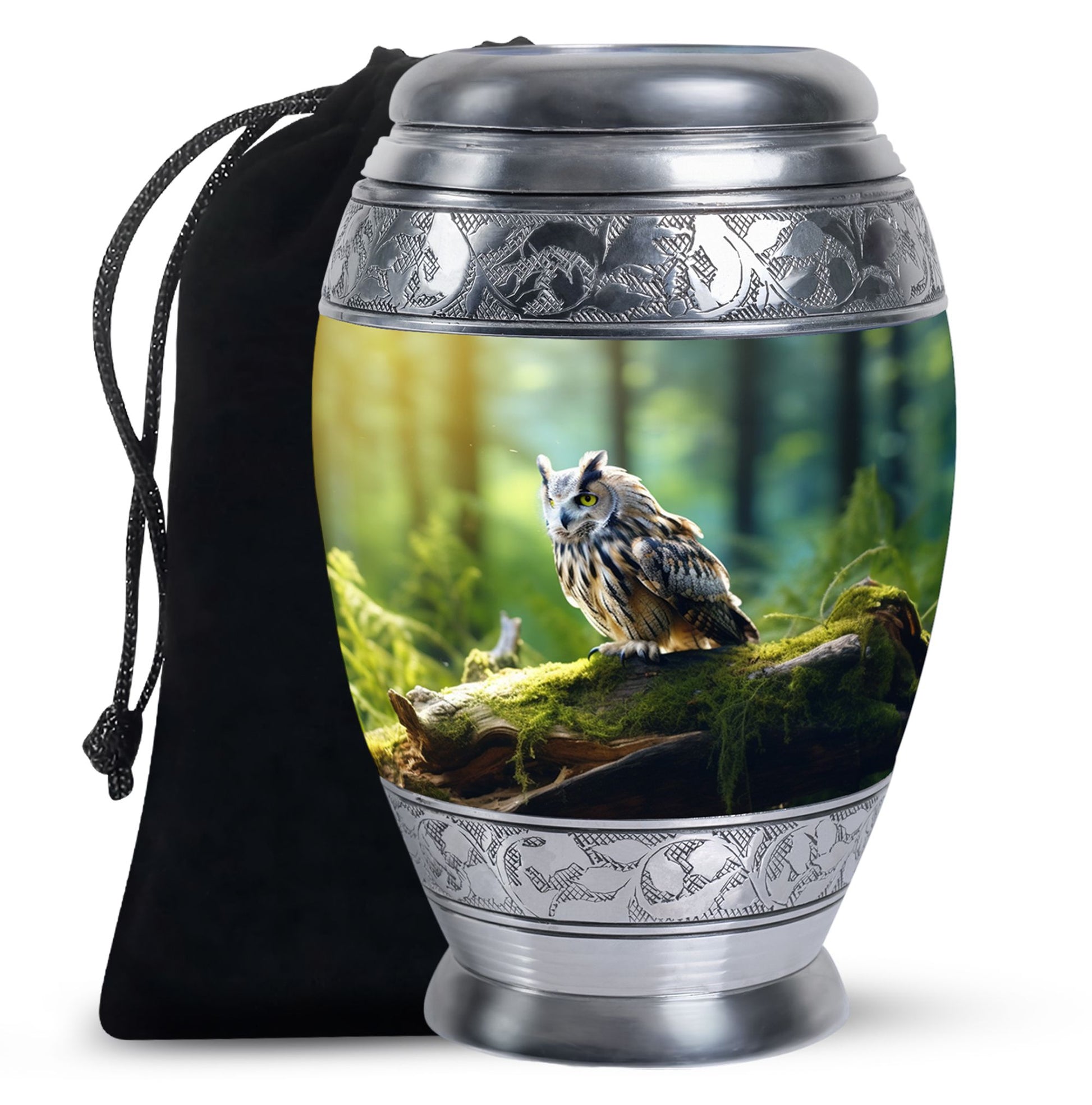 Owl Memorial Urn - Forest Cremation Urn For Human Ashes