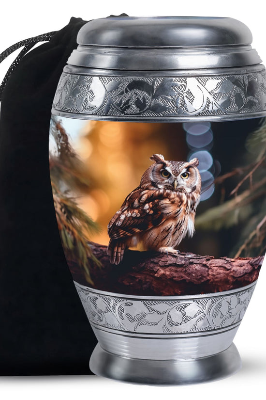 Blue Flower Theme Aluminium Funeral Urn - Human Ashes Adult Memorial Urn