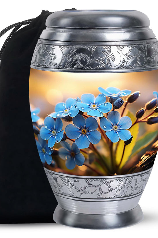 Scorpion Grass Memorial Urn - Elegant Floral Funeral Urn For Adult Ashes