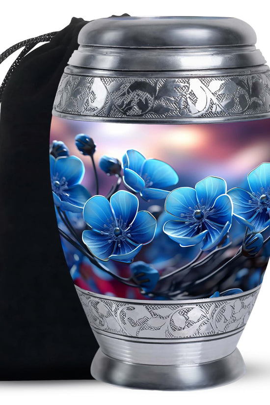 Scorpion Grass Aluminium Cremation Urn - Floral Human Ashes Urn