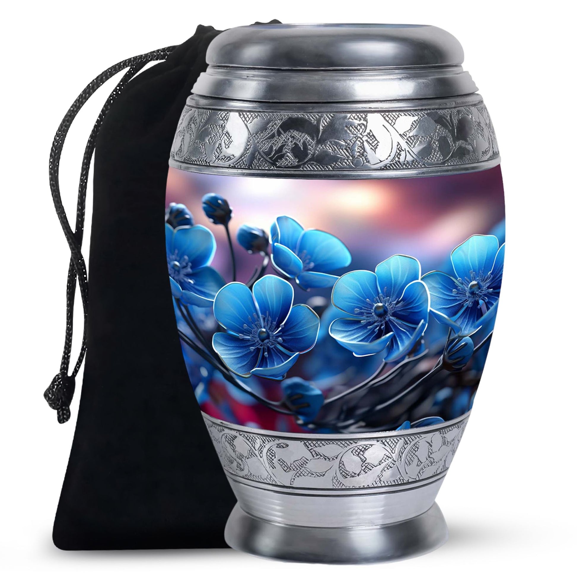 Scorpion Grass Aluminium Cremation Urn - Floral Human Ashes Urn