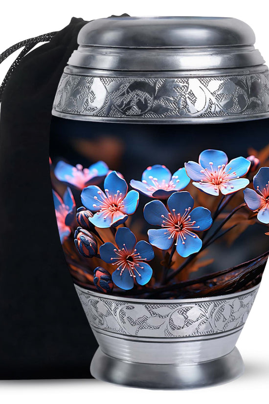 Scorpion Grass Large Memorial Urn - Floral Cremation Memorial Urn