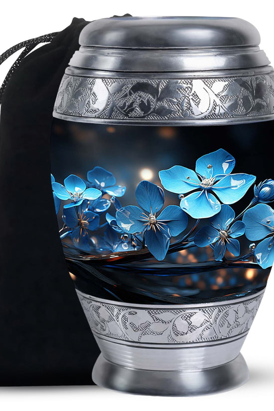 Scorpion Grass Floral Funeral Urn - Decorative Memorial Urn For Ashes