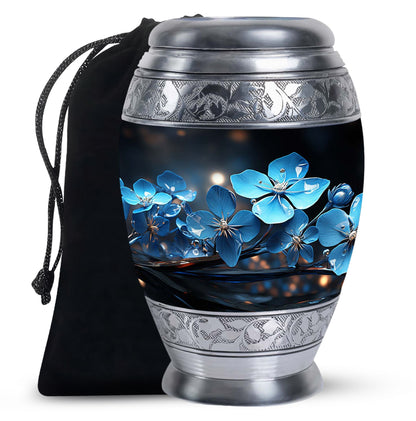 Scorpion Grass Floral Funeral Urn - Decorative Memorial Urn For Ashes