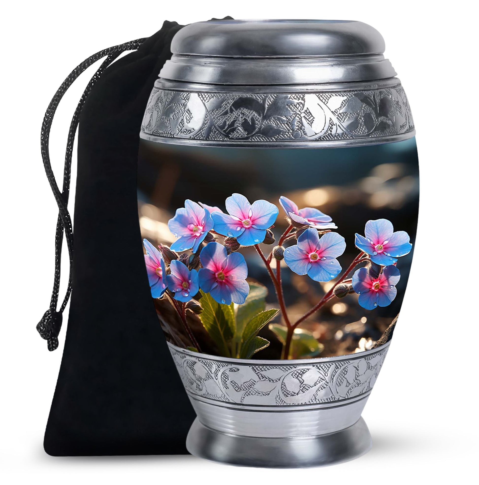 Scorpion Grass Ashes Urn - Elegant Floral Cremation Memorial Urn