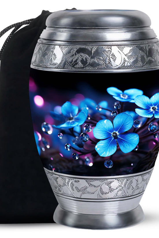 Bule Flower Memorial Urn - Premium Funeral Urn For Human Ashes