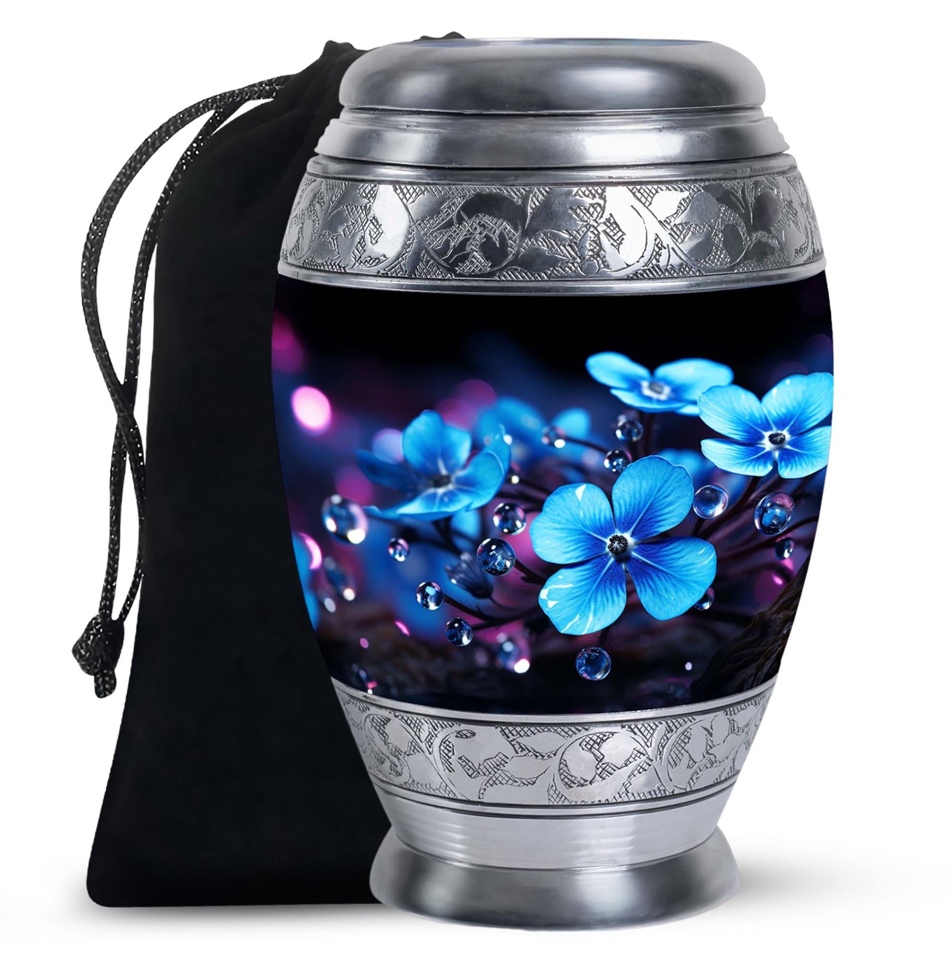 Bule Flower Memorial Urn - Premium Funeral Urn For Human Ashes