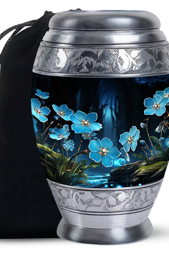 Blue Scorpion Grass Memorial Urn - Artistic Funeral Urn For Adult Ashes