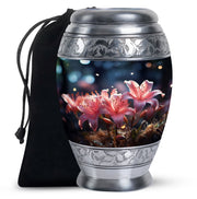 Soft Pink Lily Funeral Urn For Ashes - Decorative Adult Cremation Urn