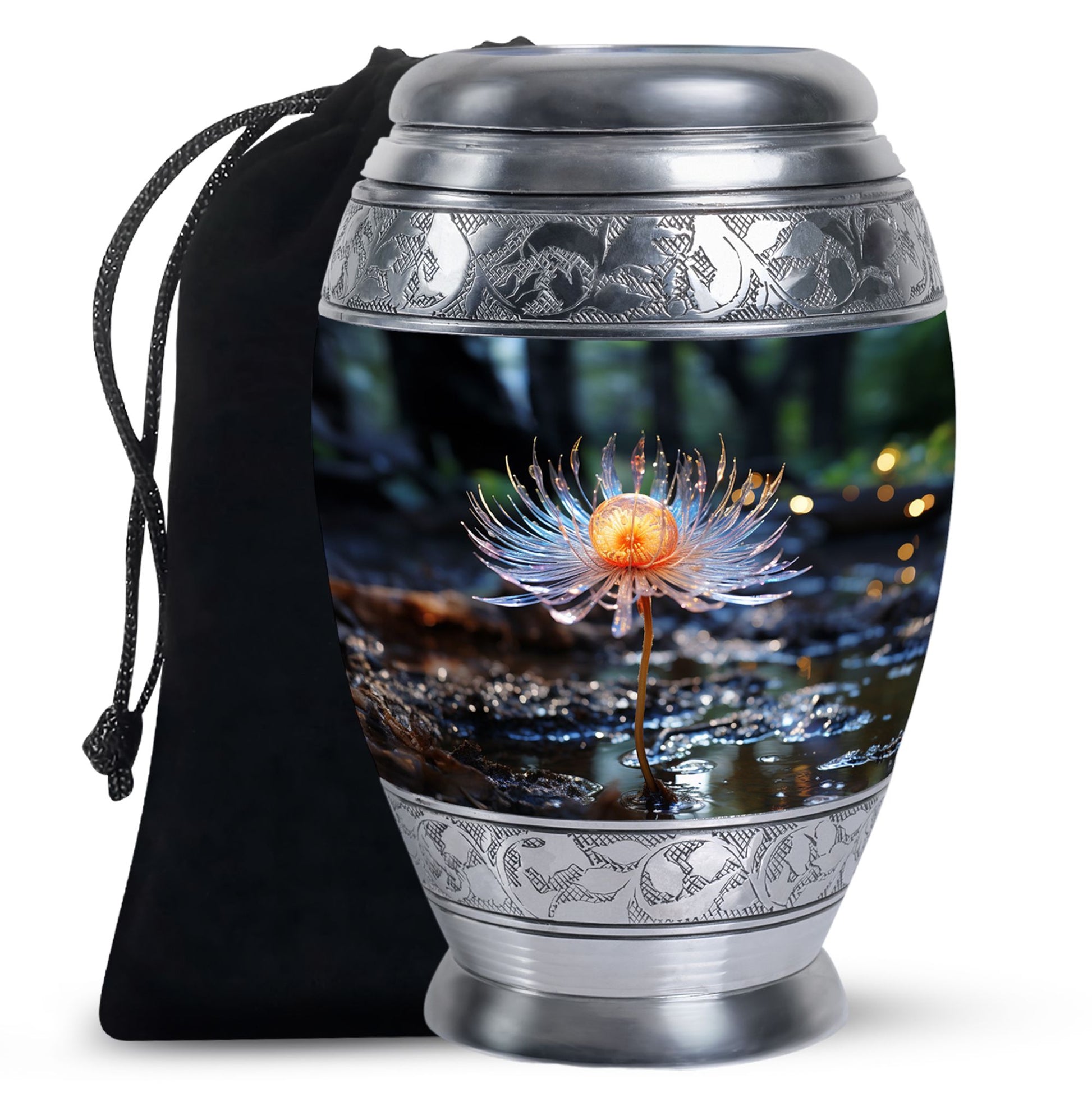 Flower Floral Memorial Urn - Large Funeral Urn For Adult Ashes