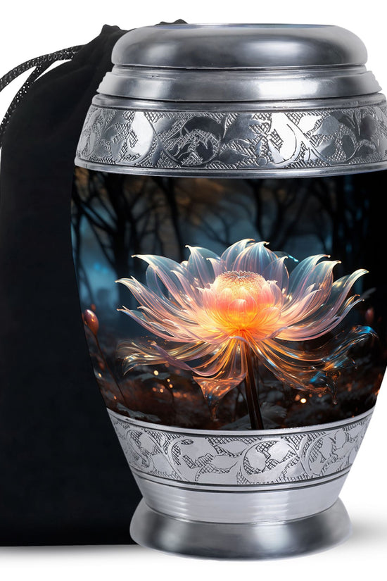Lily Forest Theme Cremation Urn - Aluminium Funeral Urn For Loved Ones