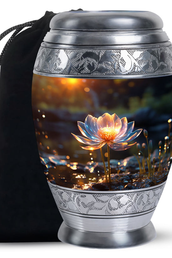 Glowing Lotus Memorial Urn - Large Cremation Urn For Ashes