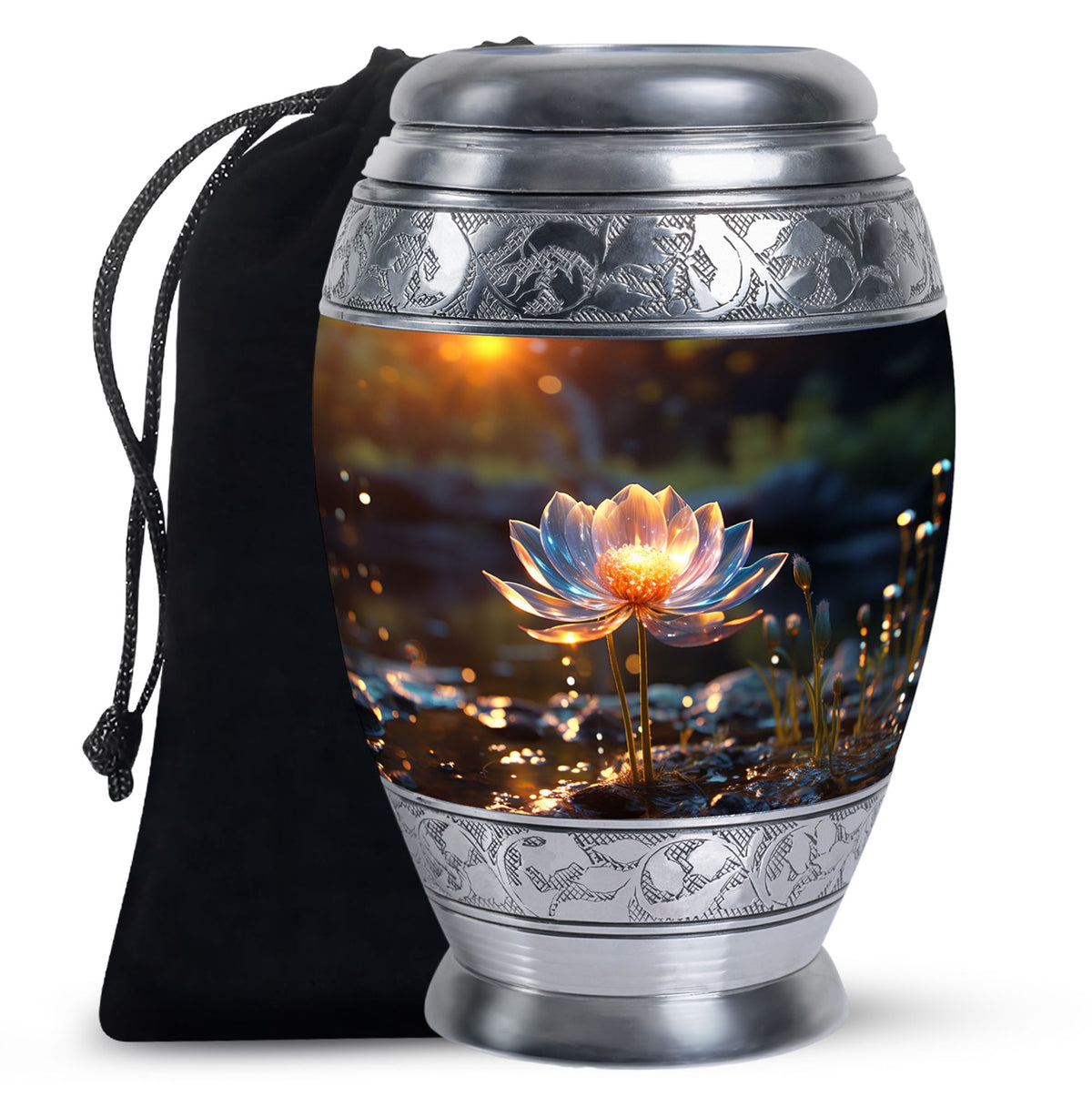 Glowing Lotus Memorial Urn - Large Cremation Urn For Ashes