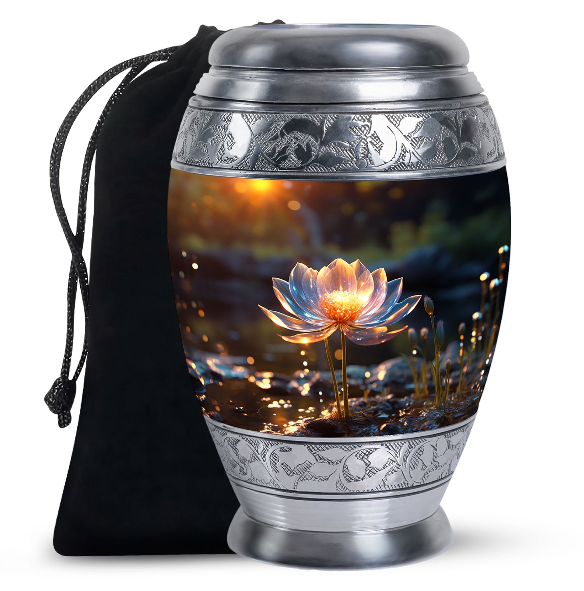 Glowing Lotus Memorial Urn - Large Cremation Urn For Ashes