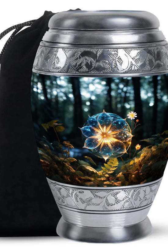 Mystic Forest Flower Cremation Urn - Fantasy Memorial Urn For Human Ashes