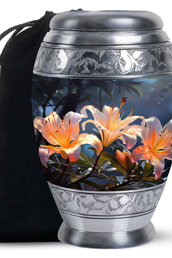Serene Lily Flower Memorial Urn - Beautiful Cremation Urn For Ashes