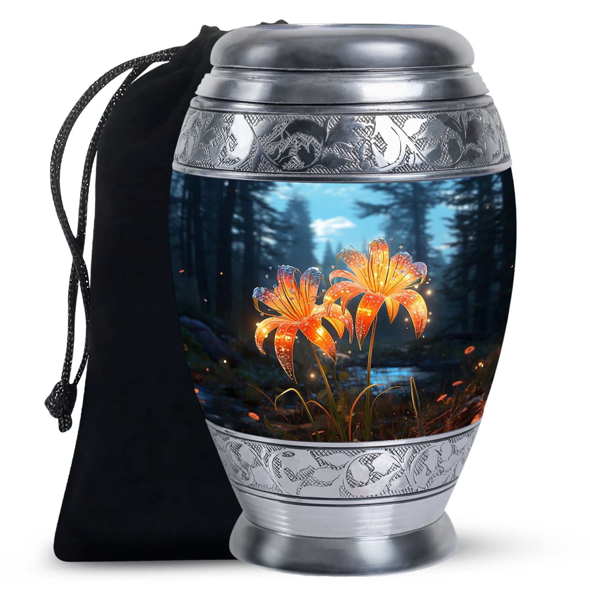 Nature Lily Memorial Urn - Burial Cremation Urn For Adult Ashes