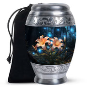 Orange Lily Cremation Urn - Floral Theme Funeral Urn For Loved Ones