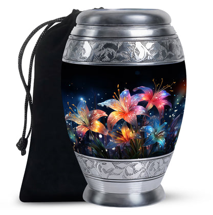 Glowing Lily Memorial Urn - Large Cremation Urn For Human Ashes