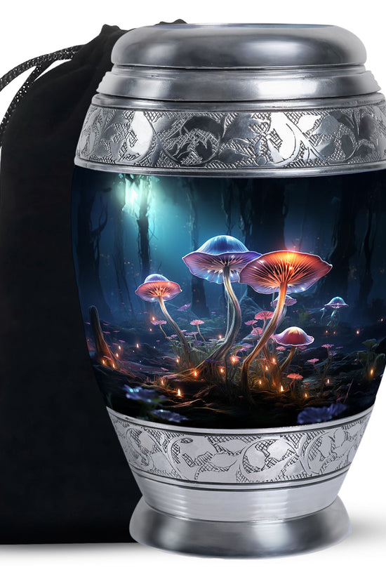 Glowing Mushroom Funeral Urn For Ashes - Aluminium Cremation Urn For Ashes