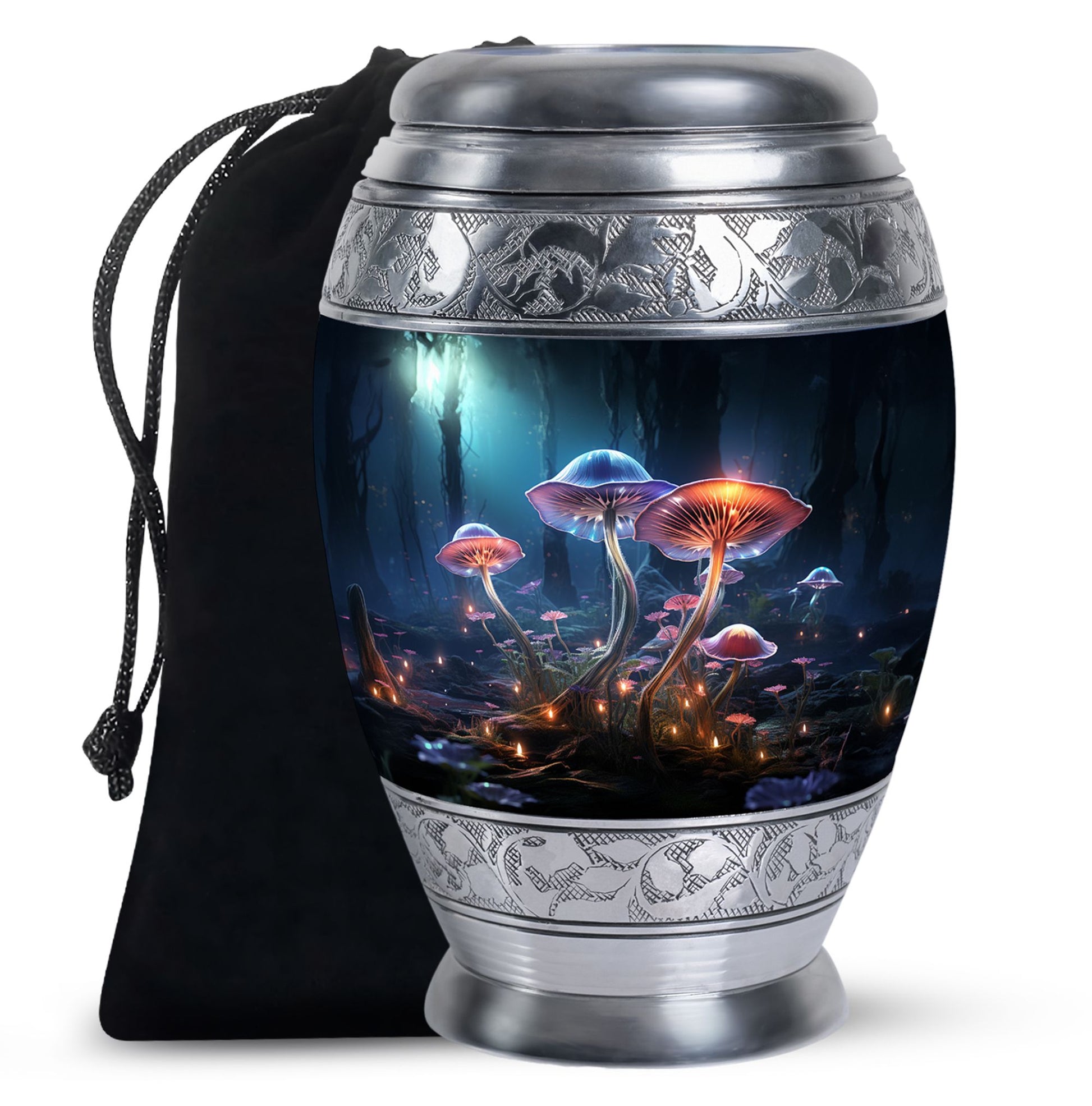 Glowing Mushroom Funeral Urn For Ashes - Aluminium Cremation Urn For Ashes
